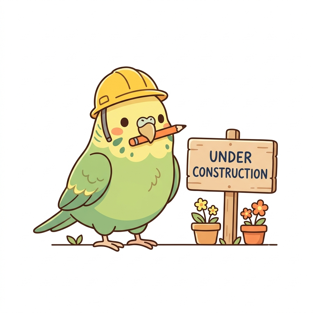 一生懸命に巣作り（ページ製作）をしている鳥のイラスト
